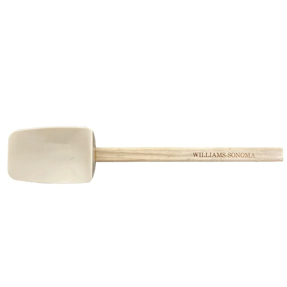 Williams Sonoma Silicone Scraper Spatula Wood Handle White Head
